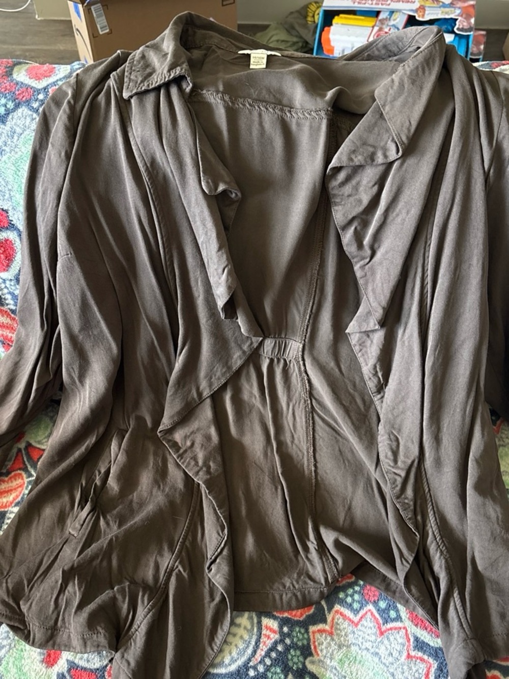 Cato Brown Draped Open Front Cardigan